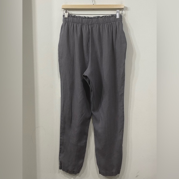 Ellen Tracy Linen Comfy Tapered Leg Pant High Waist in Mid Grey Oversized Size S - Picture 7 of 10